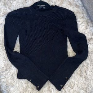 Black Long Sleeve Sweater with gold ring